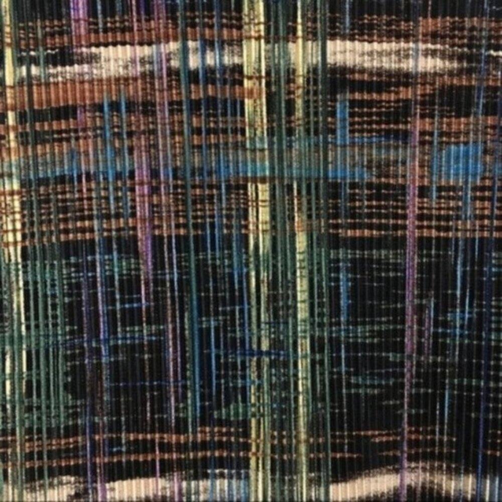 VINTAGE 90s Green/Black Plissé Pleated Abstract Plaid Shell Tank Top Small - Picture 4 of 5